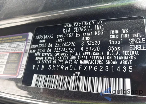 2023 Kia Sorento X-Line Ex из США, поврежденный, VIN 5XYRHDLFXPG231435